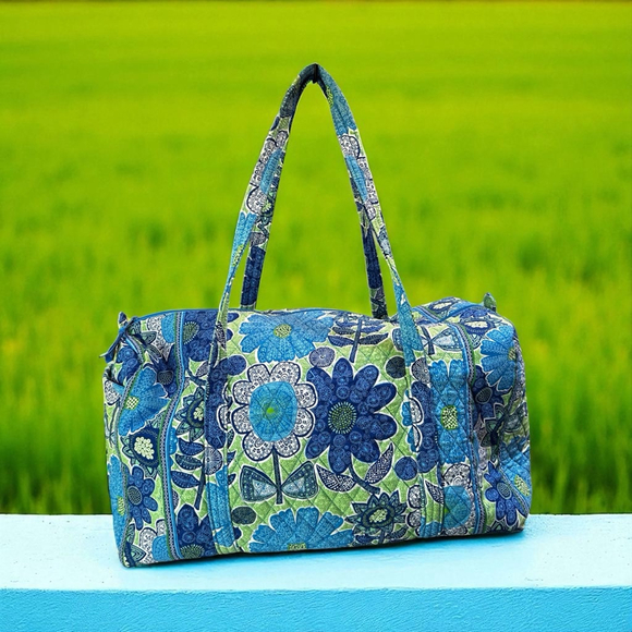 Vera Bradley Handbags - Vera Bradley Blue Green Floral Quilted Travel Bag One Size